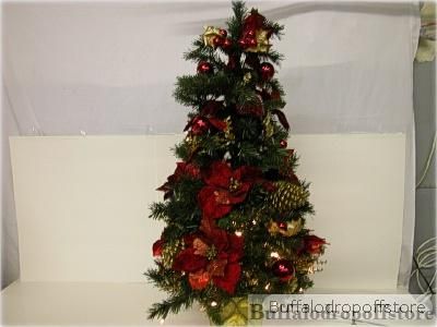 NEW Artificial Poinsettia Christmas Tree With Pinecones  