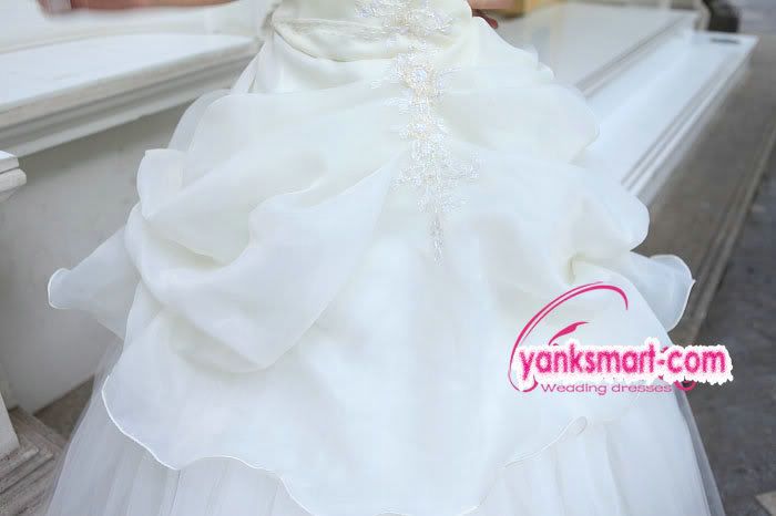 Crystal yarn princess panniers Sling type winter wedding dress YW 152 
