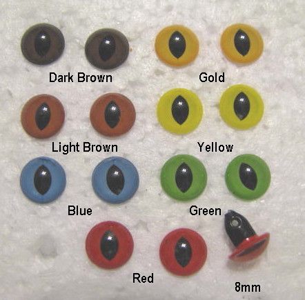 14 Pair 5mm COLORS PLASTIC SLIT SAFETY EYES Sew On  