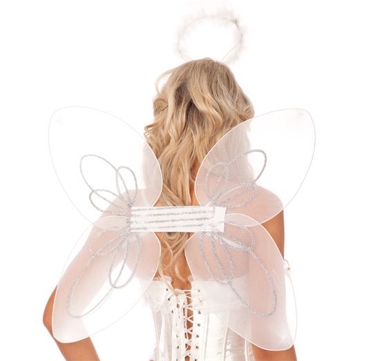 New White Angel Costume Heavenly Halloween Fairy Corset Fancy Party 