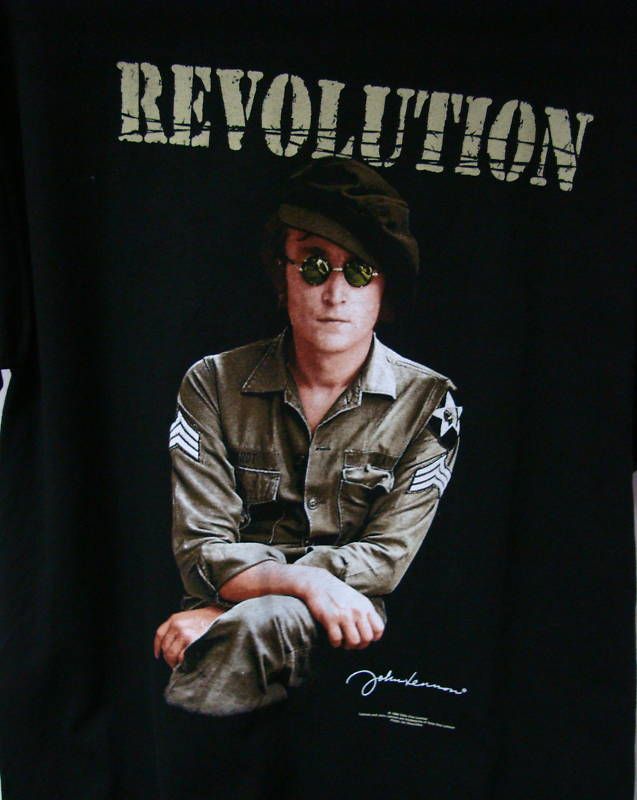 John Lennon Revolution Black T Shirt New  