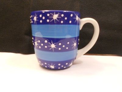   Ice Crystals 4 Coffee Cup Mug Snowflake Blue Christmas Holiday Dish