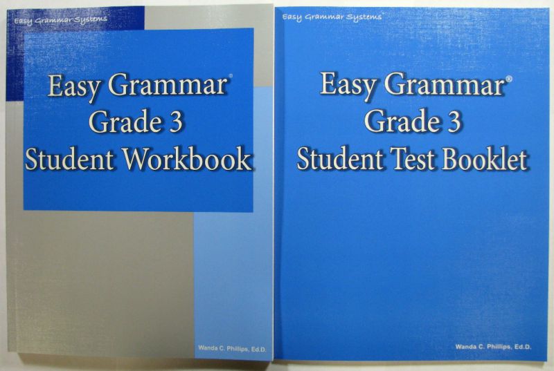 LOT OF 2 Easy Grammar Grade 3 Workbook + Test Book 9780936981482 