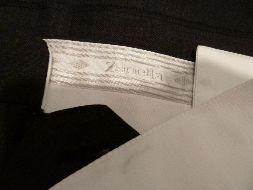 NEW ZANELLA Pants Trousers 100% Wool Italy Italian Dark Gray Charcoal 