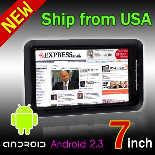 Black 7 inch Google Android 2.3 Touchscreen Tablet 2G 3G WiFi Camera 