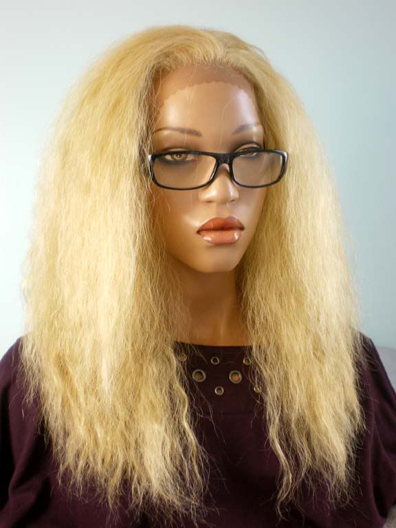 KINKY NATURAL STRAIGHT LACE FRONT SYNTHETIC WIG BLONDE  