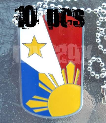 10x Lot  Philippine Dog Tag Filipino Flag Sun SHIMMER  