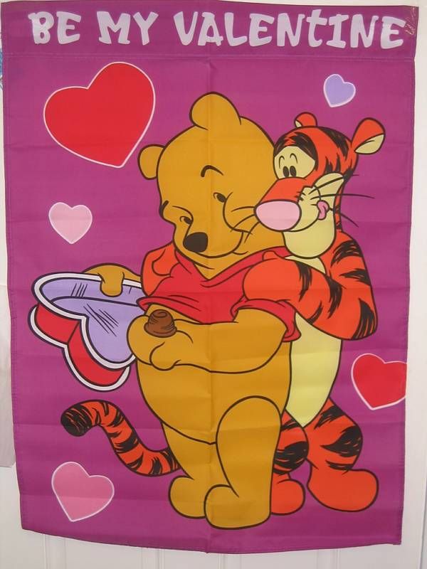 BE MY VALENTINE POOH & TIGGER 28 X 40 GARDEN FLAG NEW  