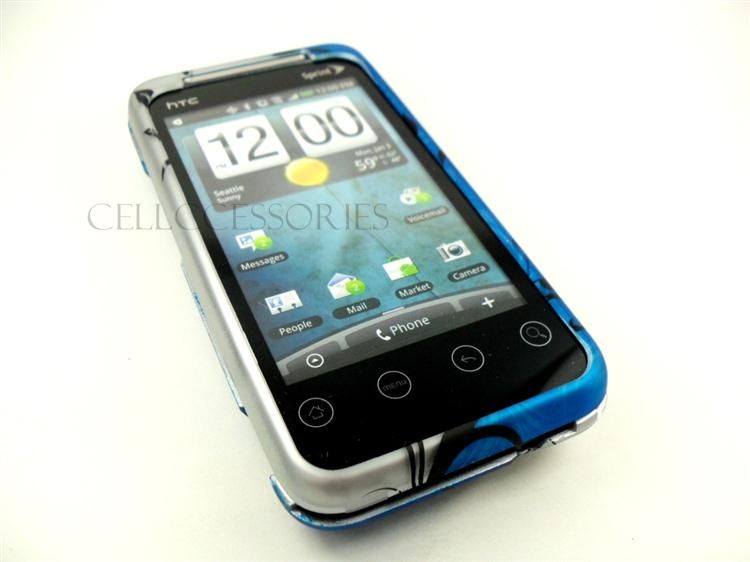 FOR HTC EVO SHIFT 4G BLUE SILVER VINE HARD COVER CASE  