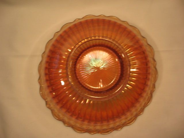 Carnival Glass Bowl Marigold Gold Iridescent Ribbed Rib  