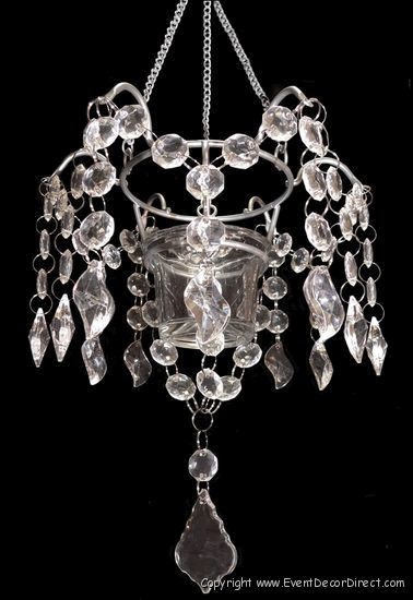 Hanging Crystal Clear Acrylic Single Candle Holder Style #7 Wedding 