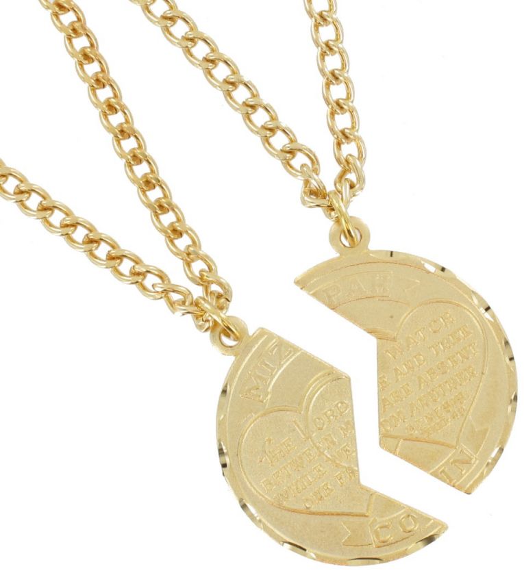   Mizpah Coin Pendant Necklace Best Friends Genesis Fancy Cut Gold Tone